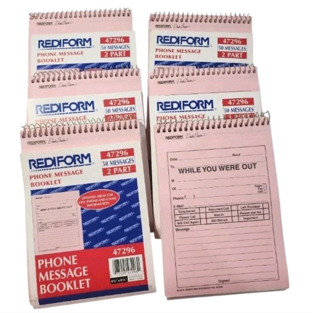 6 Rediform Phone Note Message Booklet Books 2 Part 50 Messages Notes Tablets